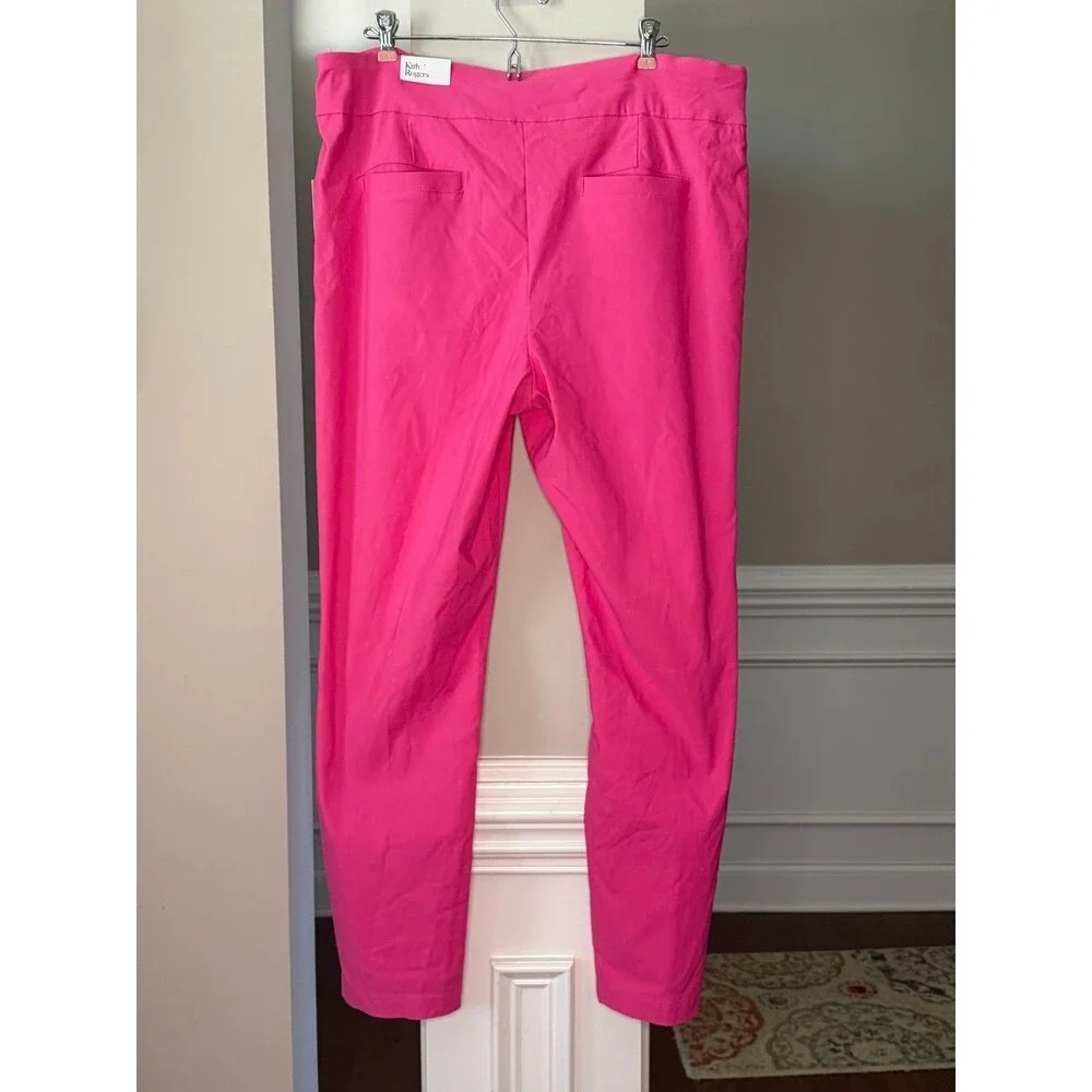 Kim Rogers Millennium Straight Pull On Tummy Control Pants Pink Sz 18 Short NWT